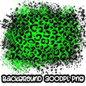 May include: Green and black leopard print background with a white background and black splatters. The text "BACKGROUND 300DPI PNG" is at the bottom of the image.