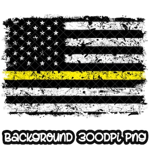 Background Yellow Line Flag Dispatcher Operator 911 Design Flag Grunge Splash Frame Splatter Sublimation PNG