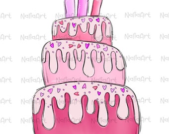 Birthday Cake PNG Design | Girl Birthday Design | Birthday Sublimation PNG