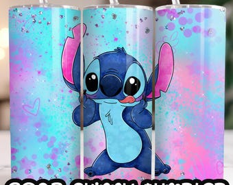 Anime Cartoon Stitch Angel 20oz Skinny Tumbler Wrap, Straight&Tapered Tumbler Design Sublimation Download PNG