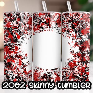 20oz Skinny Tumbler Template Tumbler Straight Red and Black Power Wash Add School Logo Design Digital Download PNG Add Your Own Name Text