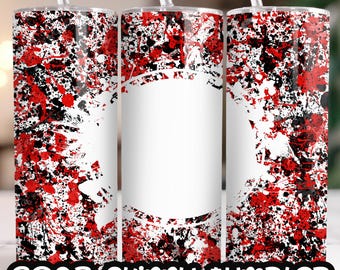20oz Skinny Tumbler Template Tumbler Straight Red and Black Power Wash Add School Logo Design Digital Download PNG Add Your Own Name Text