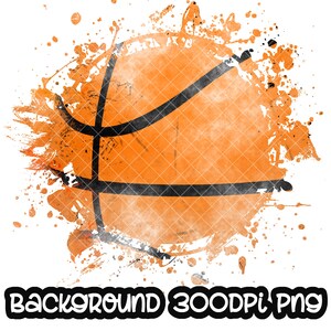 Basket-ball de fond | Cadre d'éclaboussure de basket-ball à imprimé effet vieilli | Fond d'éclaboussures | Contexte sportif | Sublimation PNG