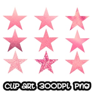 Pink Star, Stars-illustraties, Stars Glitter, folieroze, digitale clipart, kaarten, uitnodigingen, png