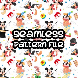 Modèle sans couture Minnie Mickey Mouse Circus, Mickey Mouse et ses amis fond de papier numérique, téléchargement JPG