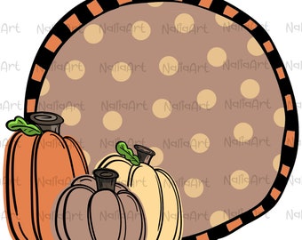 Frame Fall Pumpkin Halloween Sublimation PNG I Hand Drawn Design Happy Halloween I Fall Heart Design