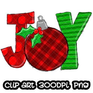 Joy Christmas Ball Red Sublimation PNG Ornament Design Holly Joy Clip Art Winter Clipart