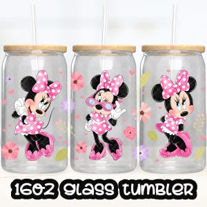 Minnie Cup PNG File DIGITAL DOWNLOAD 16oz Glass Tumbler Design, 16oz Libby Cup Wrap