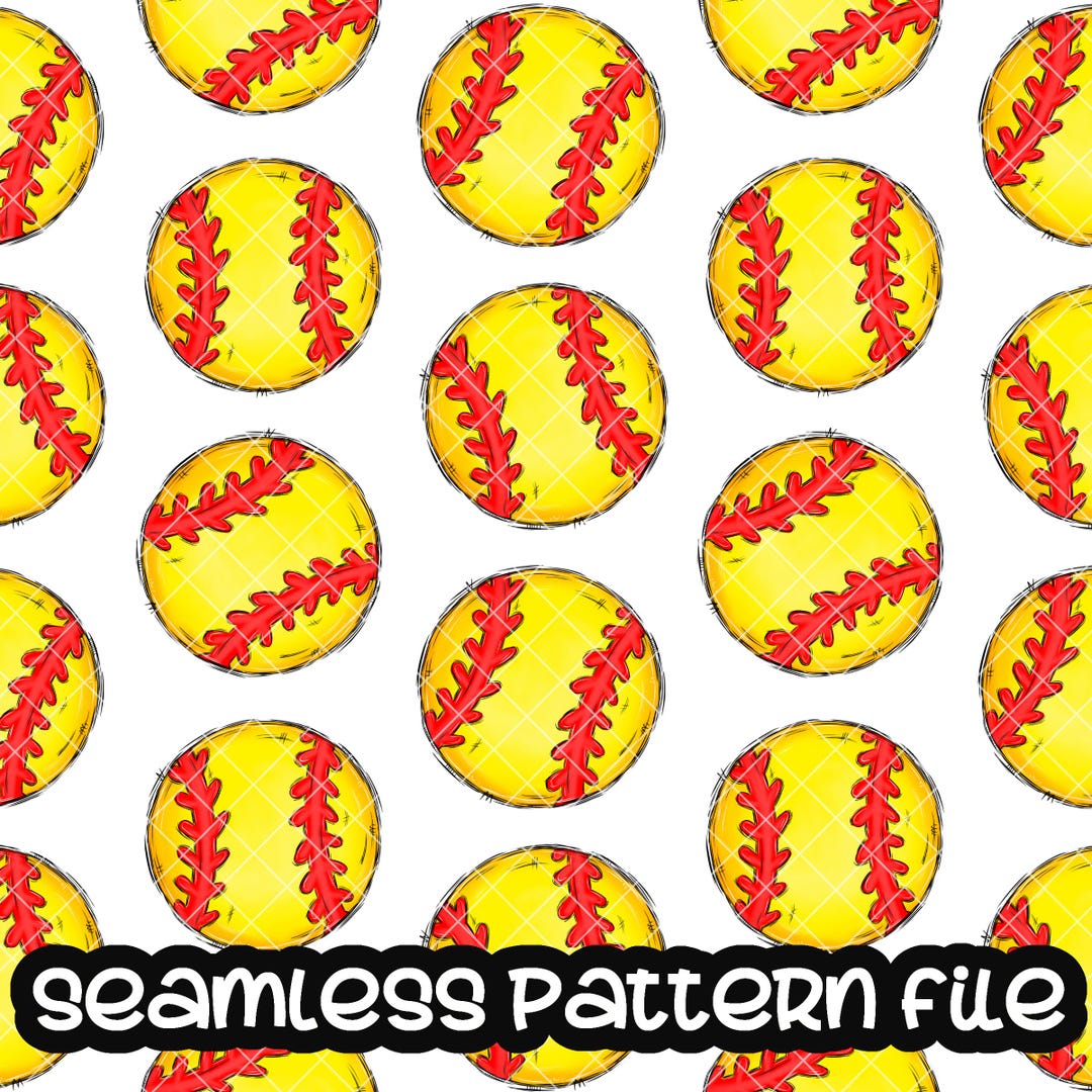 Softball Sport Seamless Pattern, School Team Digital Paper Background ...