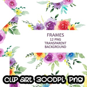 Arreglo floral con marco de rosas de acuarela, flores de acuarela, ramo de coronas florales, clipart para boda, uso comercial gratuito PNG