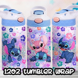 Fichier PNG Stitch and Lilo Cup TÉLÉCHARGEMENT NUMÉRIQUE Gobelet 12 oz, emballage pour gobelet rabattable 12 oz