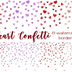 Digital Confetti Heart,Colorful Confetti Border, Confetti Clipart, Confetti Invitation, Valentine&#39;s Day, INSTANT DOWNLOAD