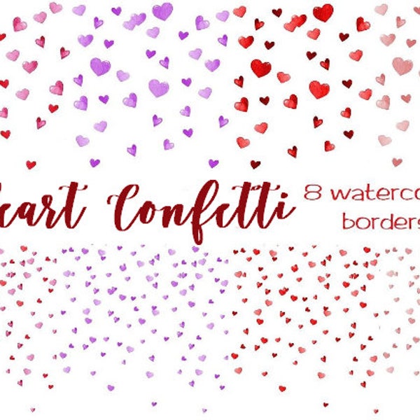 Digital Confetti Heart,Colorful Confetti Border, Confetti Clipart, Confetti Invitation, Valentine's Day, INSTANT DOWNLOAD