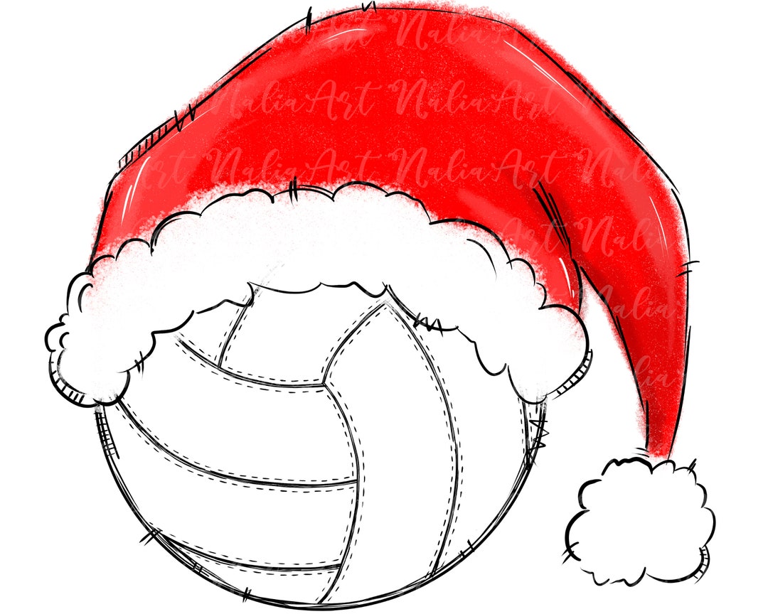 Volleyball Santa Claus Hat Sublimation Design PNG christmas Etsy