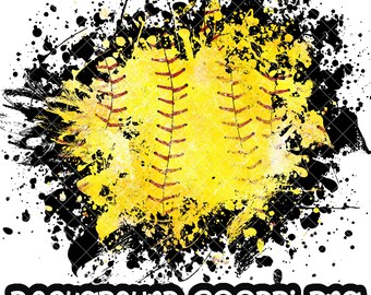 Background Softball  Grunge | Splash Frame | Distressed Print Softball Splatter Background | Sport Background | Ball Frame | Sublimation PNG