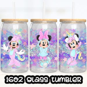 Minnie Cup PNG File DIGITAL DOWNLOAD 16oz Glass Tumbler Design, Mickey Mouse and Friends 16oz Libby Cup Wrap
