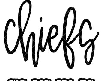 Chiefs Mascot Hand Lettered Sublimation Design SVG | Game Day SVG I Sport Football | Team Mascot SVG Digital Download
