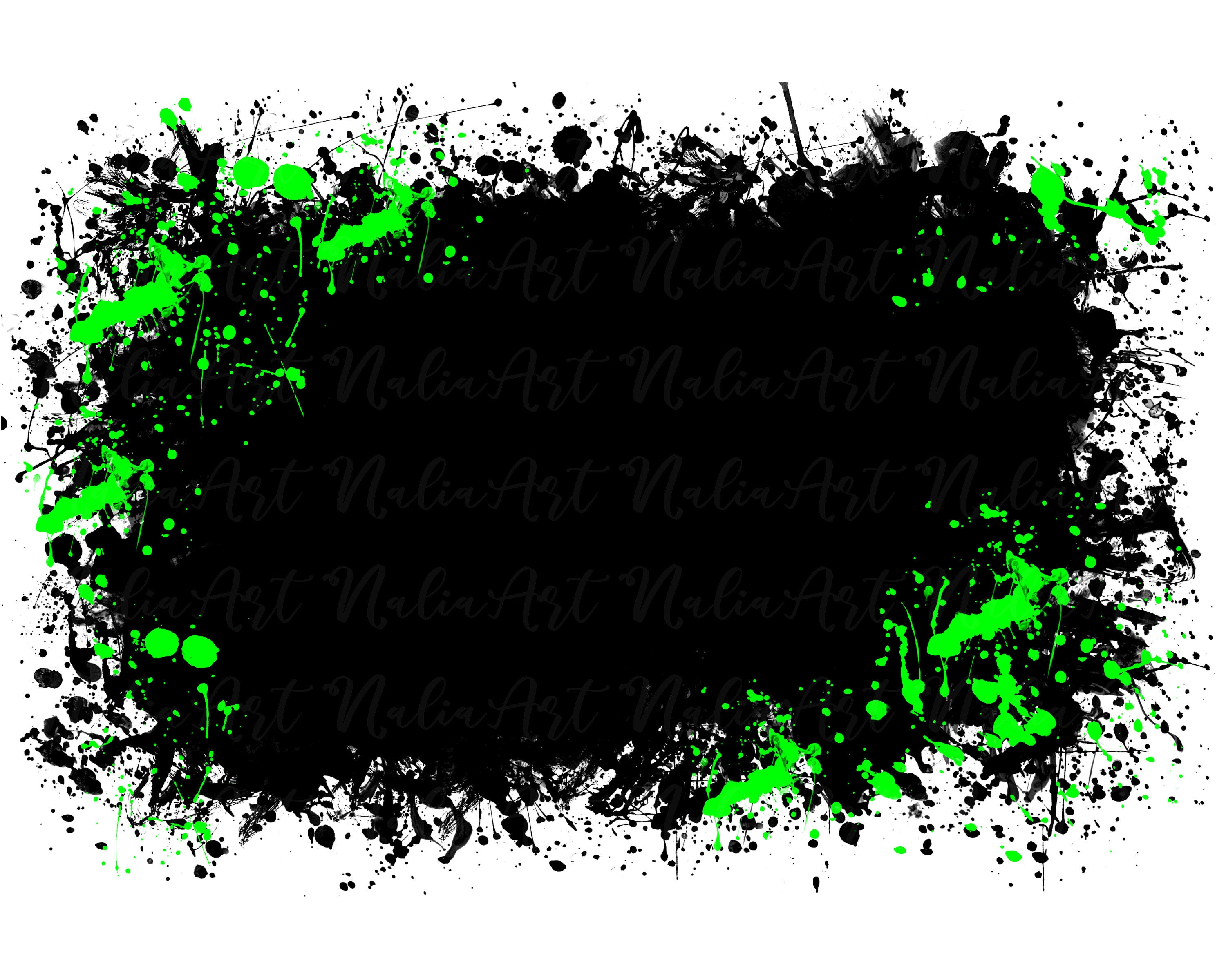 Background Paint Splatter Black Green Splash Frame Etsy