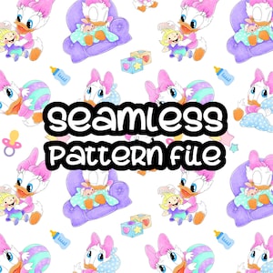Daisy Baby Toddler Seamless Pattern, Mickey Mouse e amigos Fundo de papel digital Download JPG