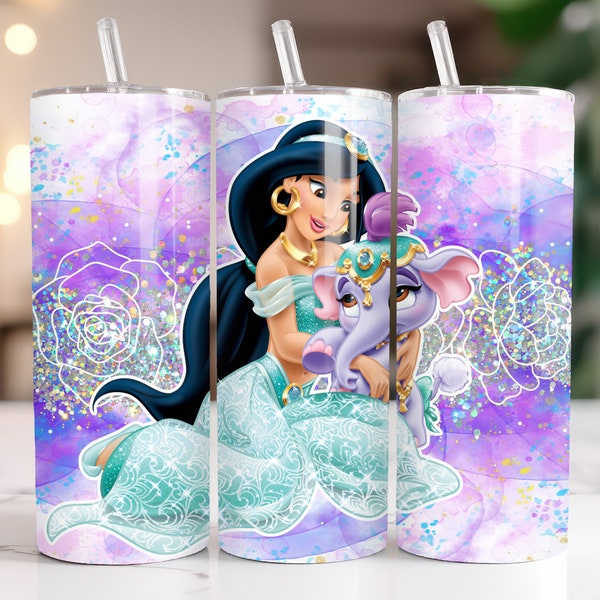 Princess Jasmine 20oz Skinny Tumbler Wrap, Straight&Tapered Tumbler Design Sublimation Download PNG