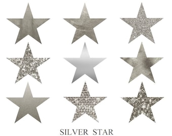 Silver Star, Stars clip art, Stars Glitter, foil gold, digital clipart, cards, invitationsrt, PNG