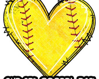 Heart Softball | Heart PNG | Sport Heart | Heart Watercolor | Sublimation PNG