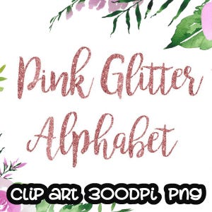 Pink Glitter Alphabet Clip art, Pink Alphabet, Digital clipart, Numbers, Font, Letters cards, invitationsrt, PNG