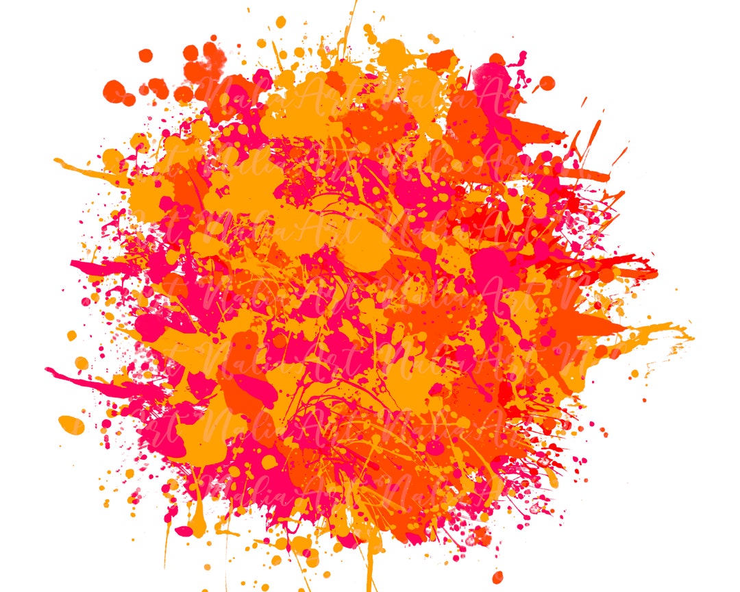 Background Paint Splatter Pink Orange Splash Frame - Etsy