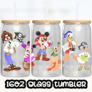 Mickey Mouse Cup PNG File DIGITAL DOWNLOAD 16oz Glass Tumbler Design, 16oz Libby Cup Wrap