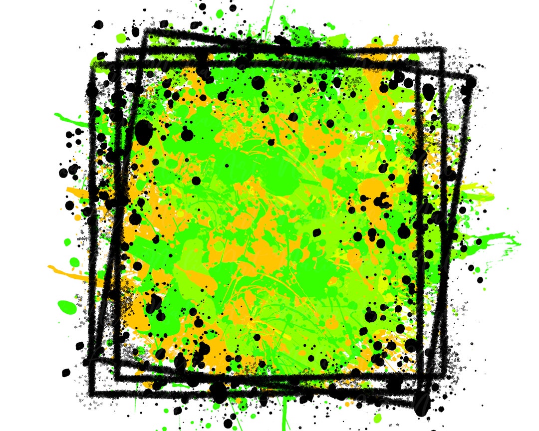 Background Paint Splatter Green Orange Splash Frame Splatter Background