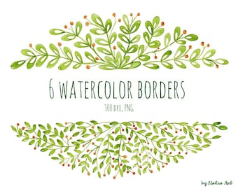 Floral Borders Watercolor, Digital Clipart, flowers, leaves, wedding, frames, ornamental Free Commercial Use PNG