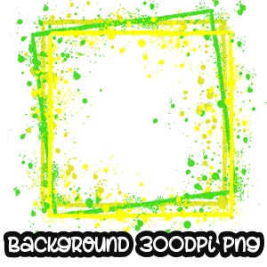Frame spatten groen gele achtergrond | Afdrukbaar kunstwerk | Spatlijst | Achtergrond verfspatten | Sublimatie-png
