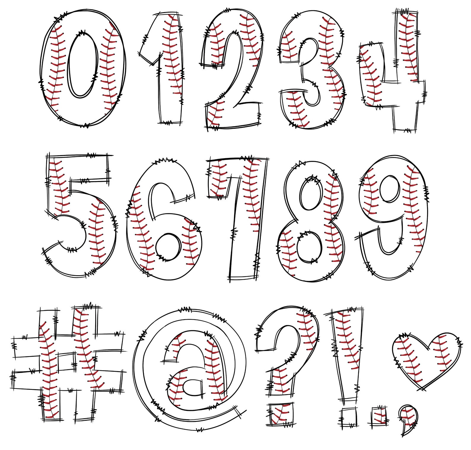 Baseball Doodle Letters Clipart Letters Clip Art Sports Etsy