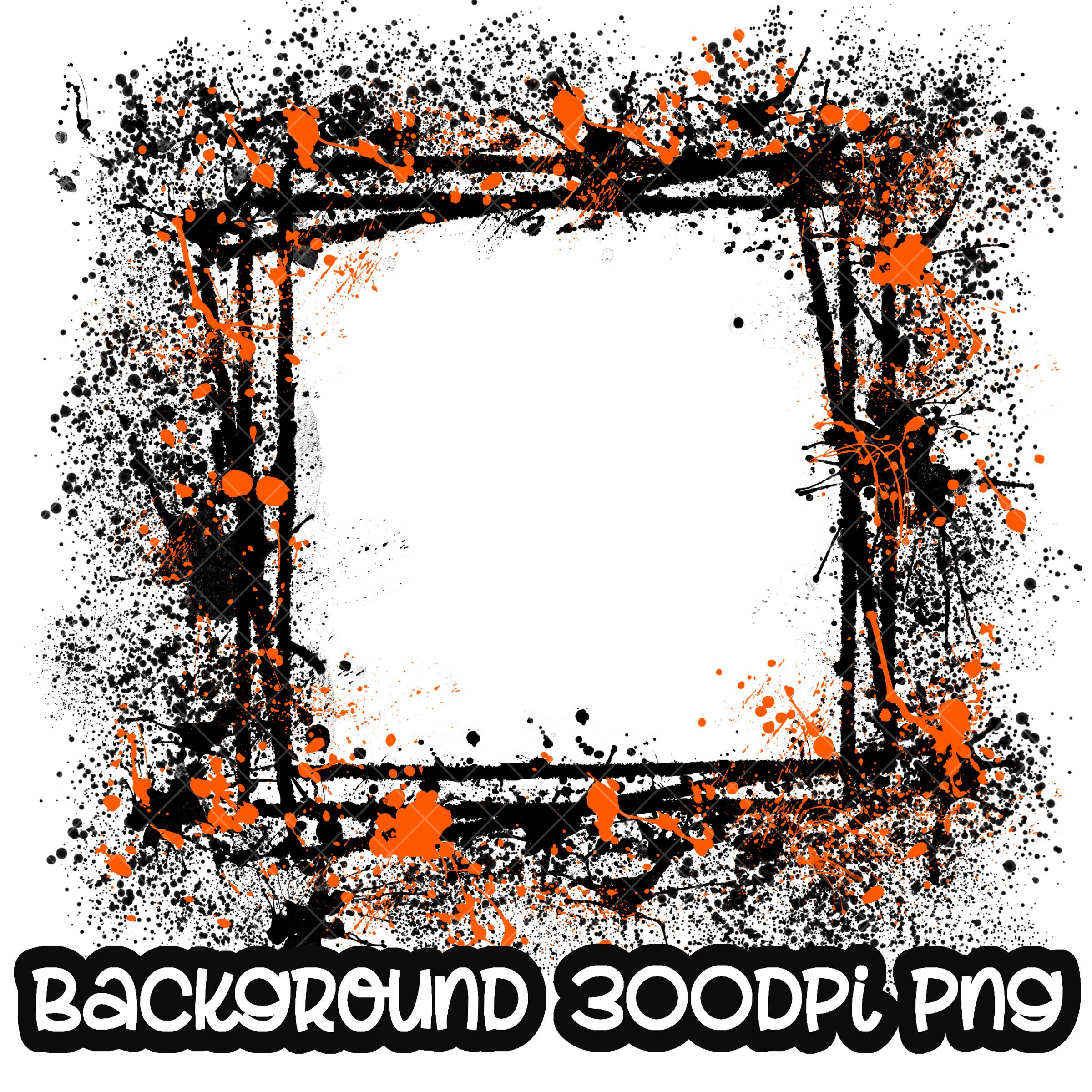 Frame Splatter Orange Black Background | Printable Artwork | Splash Frame | Paint Splatter Background | Sublimation PNG