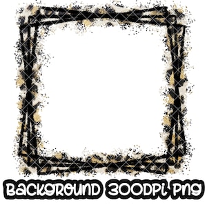 May include: A square frame design with a white center and a black, gold, and beige patterned border. The words "BACKGROUND 300DPI PNG" are written in a black and white font at the bottom of the image.