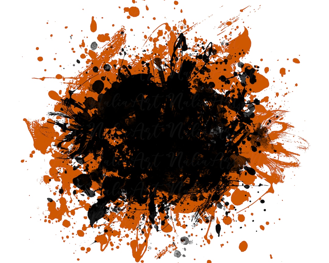 Background Paint Splatter Orange Black Splash Frame Splatter Background