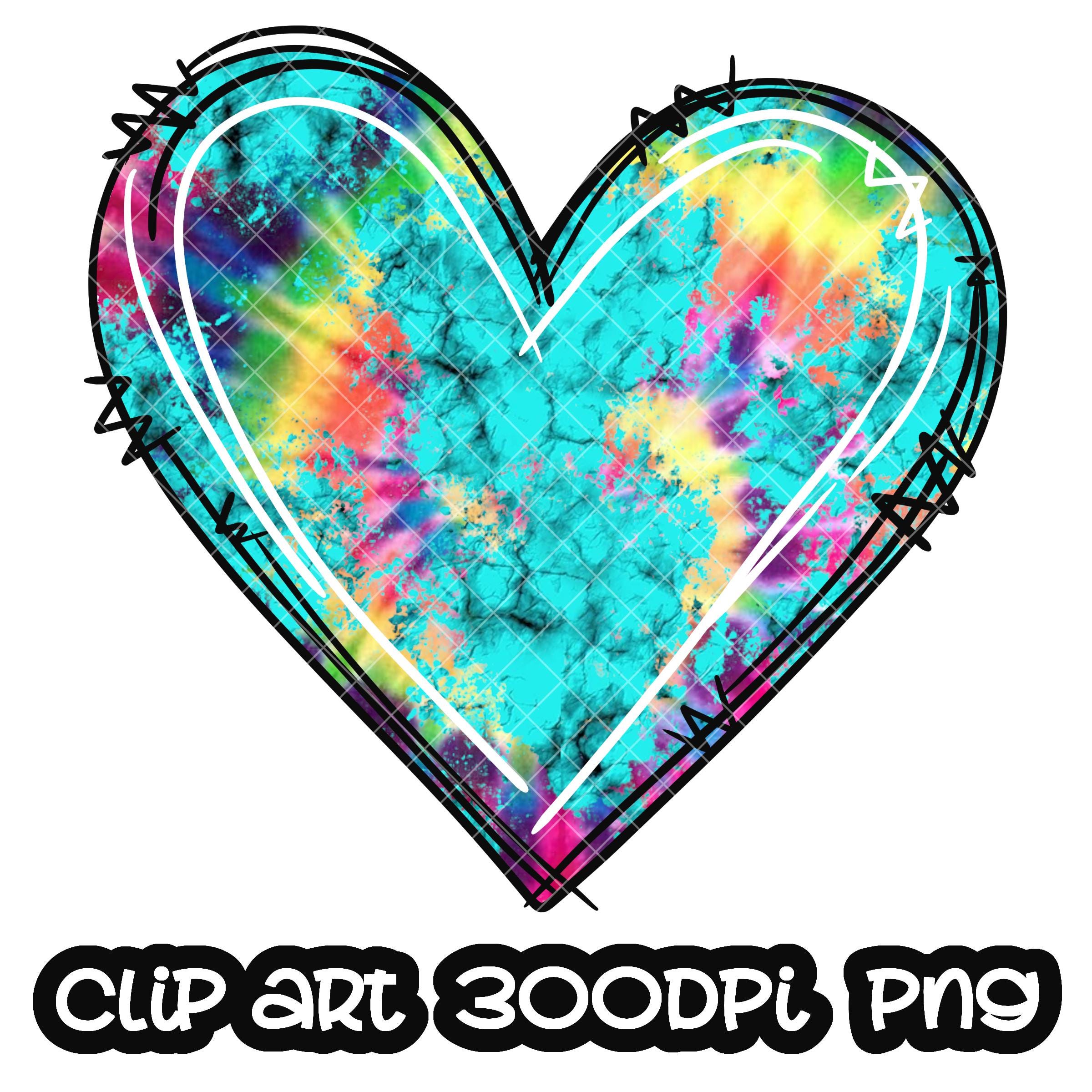 Heart Turquoise Tie Dye | Heart PNG | Cheetah Heart | Heart Watercolor ...