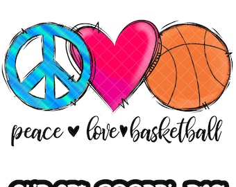 Peace Love Basketball Sublimation Design PNG | Sport Clip art | Sport Clipart | School Team Sublimation PNG