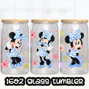 Minnie Cup PNG File DIGITAL DOWNLOAD 16oz Glass Tumbler Design, 16oz Libby Cup Wrap
