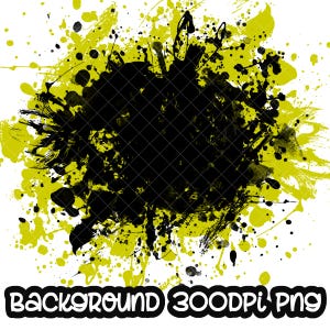 Achtergrond Verfspetters Geel Zwart | Spatlijst | Splatterachtergrond | Afdrukbaar kunstwerk I digitaal bestand | Sublimatie-png