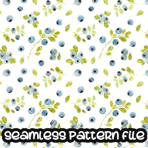 Fruit Blueberry Seamless Pattern, Fruit Blueberry Seamless File, Digital Paper Background Download JPG