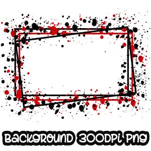 Éclaboussures de cadre rouge sur fond noir | Oeuvre d'art imprimable | Cadre rectangulaire Splash | Fond d'éclaboussures de peinture | Sublimation PNG