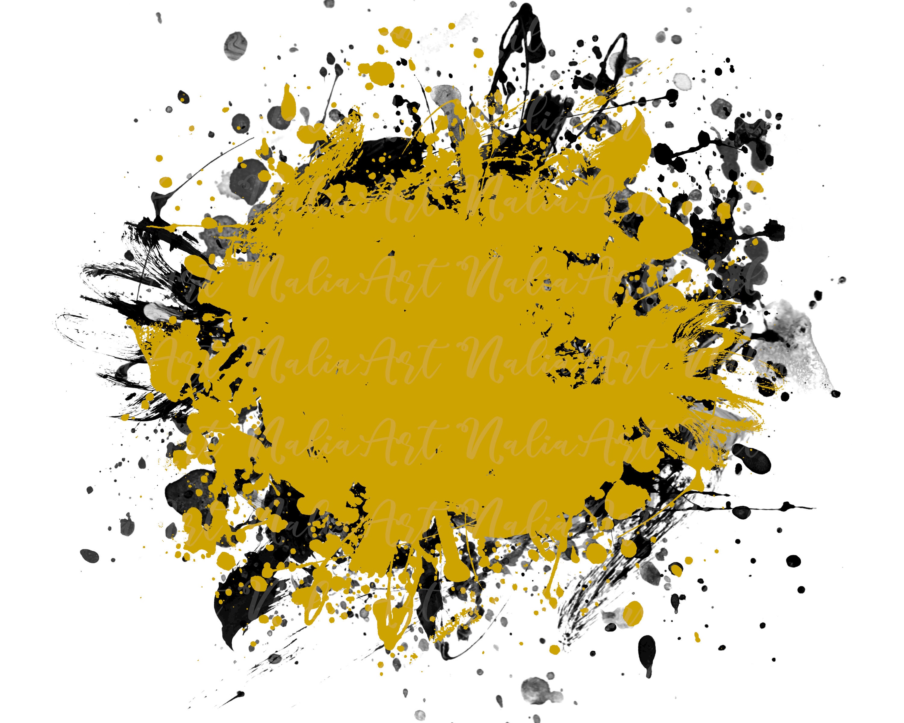 Background Paint Splatter Yellow Black Splash Frame Splatter Background