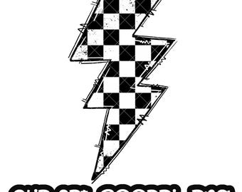Lightning Bolt Checkered Flag PNG Sublimation PNG