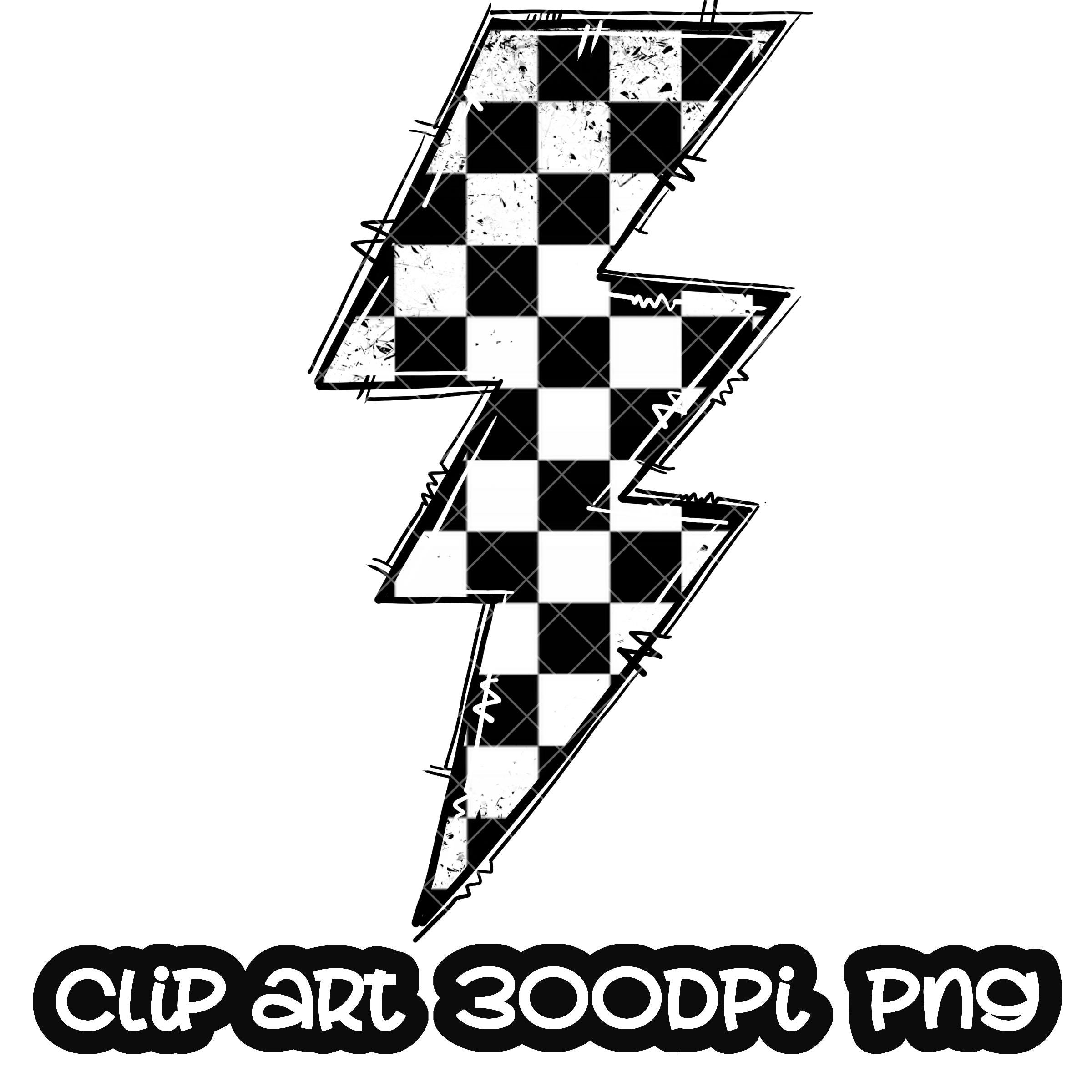 Lightning Bolt Checkered Flagge PNG Sublimation PNG