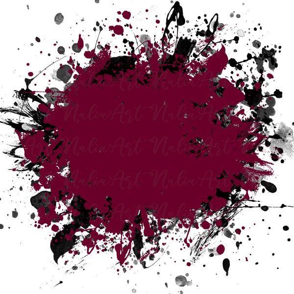 Background Paint Splatter Maroon Black | Splash Frame | Splatter Background | Printable Artwork I Digital File | Sublimation PNG