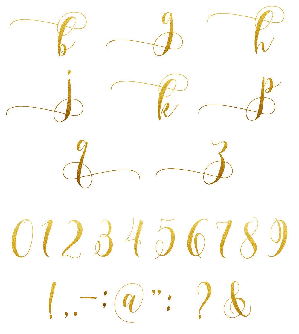 Gold Alphabet Clip Art, Gold Glitter Alphabet, Digital Clipart, Numbers ...