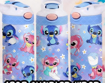 Archivo PNG de Stitch y Angel Cup DESCARGA DIGITAL Diseño de vaso de 12 oz, envoltura de vaso con tapa abatible de 12 oz