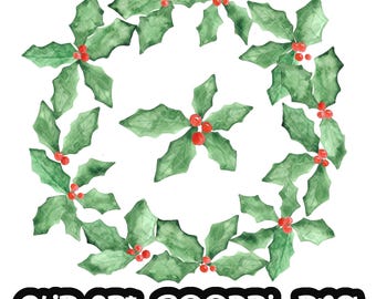 Holly watercolor, christmas handpainted watercolor, digital clipart, winter, cards, PNG