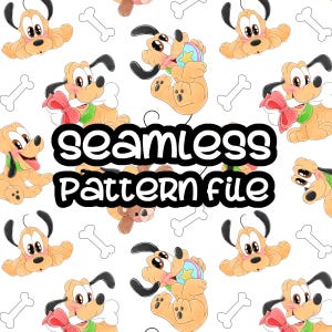 Pluto Baby Toddler Seamless Pattern, Topolino e gli amici Sfondo cartaceo digitale Scarica JPG